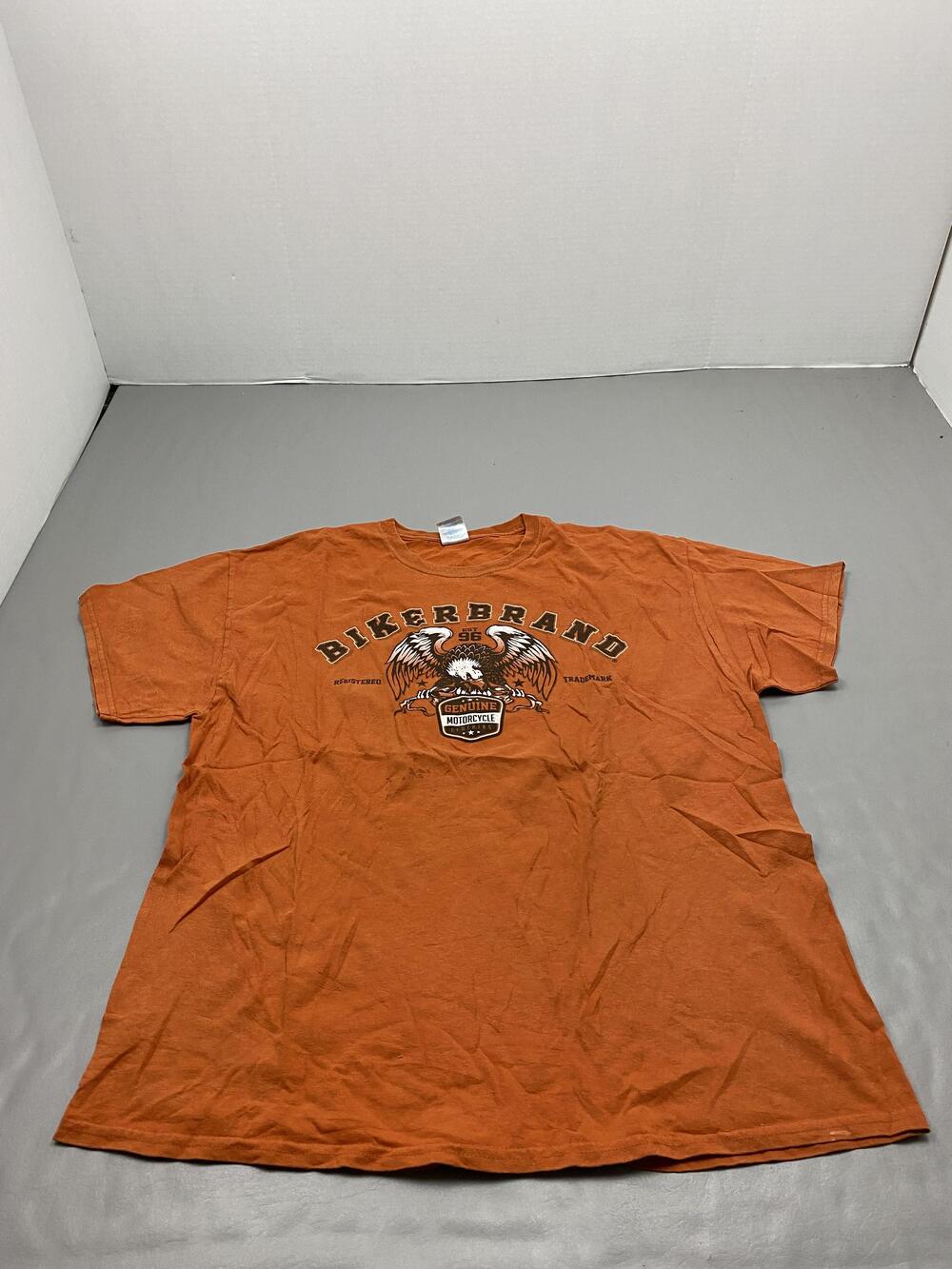 Gildan Shirt Mens XL Orange Bikerbrand Eagle Graphic Genuine Motorcycle Logo